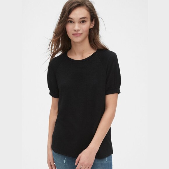 GAP Softspun Puff Sleeve T-shirt Top Large Petite - Picture 1 of 8